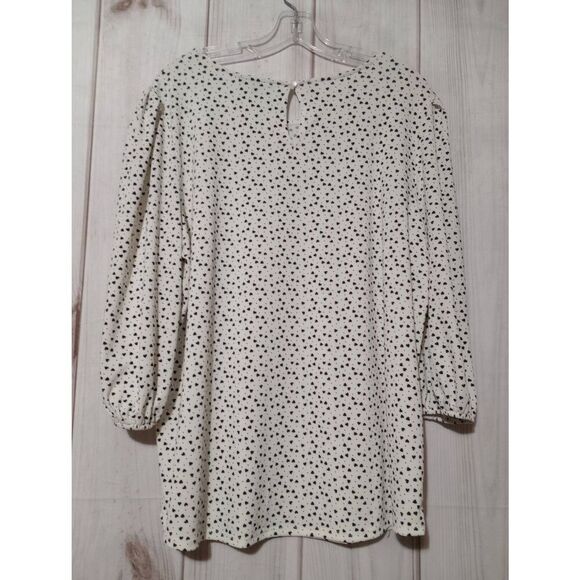 Adrianna Papell Shirt Ladies 1x Ivory Black‎ Heart Light Weight Flowy - Picture 2 of 9